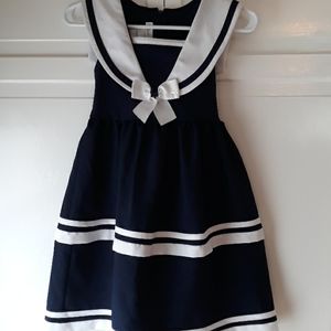 Girls Nautical Blue and White Dress